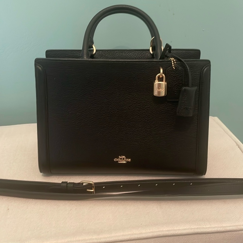Coach Black Satchel with Gold-Tone Accents